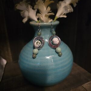 Handmade Silver and Green Earrings
